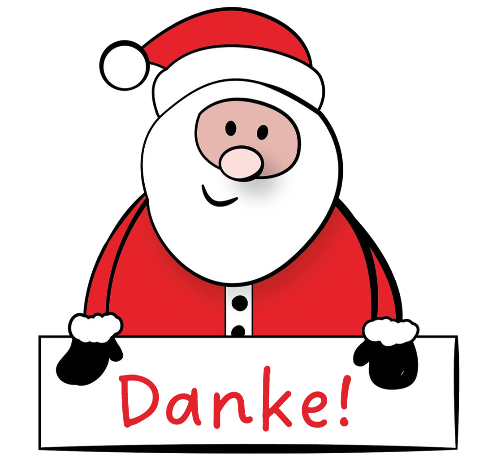 Clipart Niklaus mit einem Danke-Schild